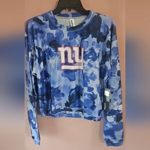 NY Giants NFL Women's Blue Floral Long Sleeve Top With Lining Size Medium BNWT